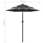 ZNTS 3-Tier Garden Parasol with Aluminium Pole Anthracite 2 m 313854