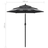 ZNTS 3-Tier Garden Parasol with Aluminium Pole Anthracite 2 m 313854