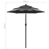 3-Tier Garden Parasol with Aluminium Pole Anthracite 2 m 313854