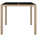Garden Table with Glass Top Beige Poly Rattan&Tempered Glass 319550