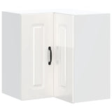 Kitchen Wall Corner Cabinet "Kalmar" High Gloss White Engineered Wood 853619