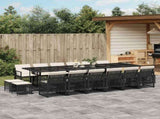 17 Piece Garden Dining Set with Cushions Black Poly Rattan 3210822