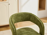 065 Chenille Fabric Accent Chair Armchair With Fabric Covered Wooden 360&deg Swivel Base, Green W1397P388515