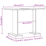 ZNTS Dining Table Old Wood 110x60x75 cm Engineered Wood 855808