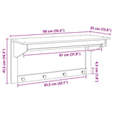 Coat Rack HILL Honey Brown 90 x 35 x 41.5 cm Solid Pine Wood 42025033