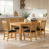 Dining Set 7 pcs Black Solid Oak Wood 3430370