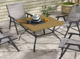 Four-Seater Steel Garden Table, with Parasol Hole - Brown/Black T3398P327926