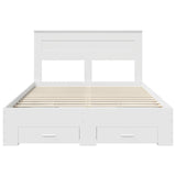 Bed Frame with Drawer White 160 x 200 cm Engineered Wood 3409966