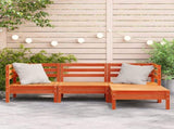 Garden Sofa 3-Seater with Footstool Wax Brown Solid Wood Pine 838058