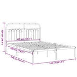 Metal Bed Frame without Mattress with Headboard Black 135x190cm 376599
