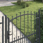 Fence Gate with Spikes Grey 100 x 100 cm Powder-coated steel 42009017