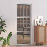 Interior Door 83x201.5 cm White ESG Glass and Aluminium 350585