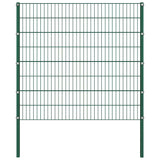 Fence Panel with Posts Iron 694.5x160 cm Green 278673