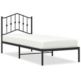 Metal Bed Frame without Mattress with Headboard Black 80x200cm 373780