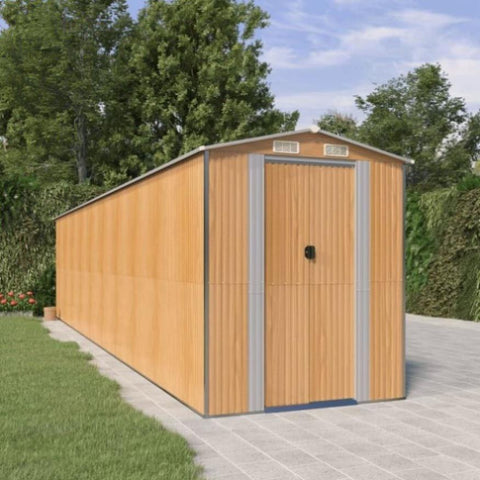 Garden Shed Light Brown 192x855x223 cm Galvanised Steel 3147479