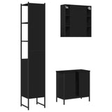 3 Piece Bathroom Cabinet Set Black Engineered Wood 3214740