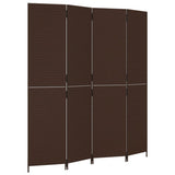 Room Divider 4 Panels Brown Poly Rattan 365361