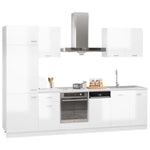 ZNTS 7 Piece Kitchen Cabinet Set High Gloss White Engineered Wood 3067636