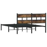 Metal Bed Frame without Mattress Smoked Oak 135x190 cm Double 4017052