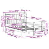 Bookcase Bed without Mattress Wax Brown 140x190 cm Solid Wood Pine 3322810