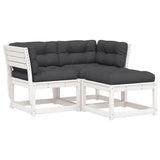 3 Piece Garden Sofa Set with Cushions White Solid Wood Pine 3216991