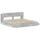 Bed Frame with Storage with Drawer Concrete Grey 200 x 200 cm 3433606
