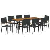 Garden Dining Set 9 pcs Black and Brown Poly Rattan 3365412