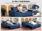 Two-Seater Pull-Out Sofa Bed - Dark Blue T3398P424862