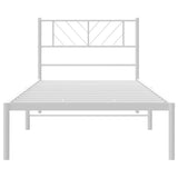 ZNTS Metal Bed Frame without Mattress with Headboard White 90x200cm 372221