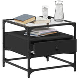 ZNTS Coffee Table with Glass Top Black 50x50x45 cm Steel 846049