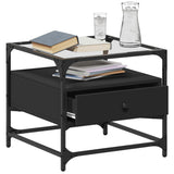 Coffee Table with Glass Top Black 50x50x45 cm Steel 846049
