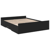 ZNTS Bed Frame with Drawers without Mattress Black 160x200 cm 3280280