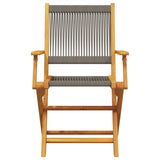 ZNTS 3 Piece Bistro Set Grey Polypropylene and Solid Wood 3281854