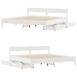 Bed Frame without Mattress White 200x200 cm Solid Wood Pine 3301738