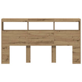 Headboard Cabinet with LED Artisan Oak 180x17x102 cm 863135