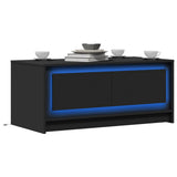Coffee Table with LED Lights Black Engineered Wood 851985