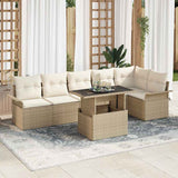 Garden Sofa Set with Cushion 7 pcs Beige Poly rattan 3348297