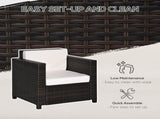 Single Seater Chair, PE Wicker Garden Armchair with 10 cm Thickened Cushion, All-Weather T3398P318815