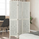 Room Divider 3 Panels White Solid Wood Paulownia 358670