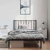 Metal Bed Frame without Mattress with Headboard Black 100x200cm 374432