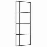 Sliding Door with Hardware Set Black 76x205 cm ESG Glass 3375910