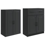 Cabinet Set 2 pcs Black Engineered Wood 3416989