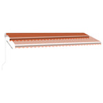 ZNTS Manual Retractable Awning with LED 500x300 cm Orange and Brown 3069585