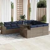 15 Piece Garden Sofa Set with Cushions Grey Poly Rattan Acacia 3326872
