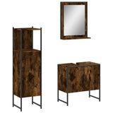 3 Piece Bathroom Cabinet Set Smoked Oak Engineered Wood 3214346