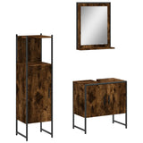 ZNTS 3 Piece Bathroom Cabinet Set Smoked Oak Engineered Wood 3214346