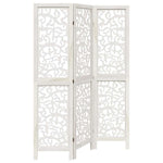 Room Divider 3 Panels White Solid Wood Paulownia 358733