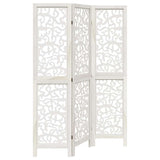 Room Divider 3 Panels White Solid Wood Paulownia 358733