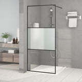 Walk-in Shower Wall Black 90x195 cm Half Frosted ESG Glass 152106