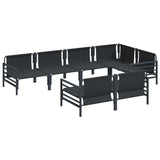 Garden Sofa Set with Cushion 7 pcs Black Steel 3378959